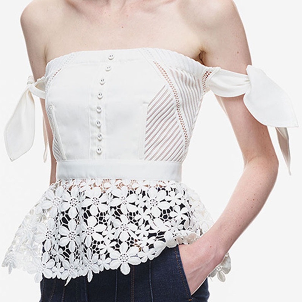 Self-portrait white lace off-shoulder top